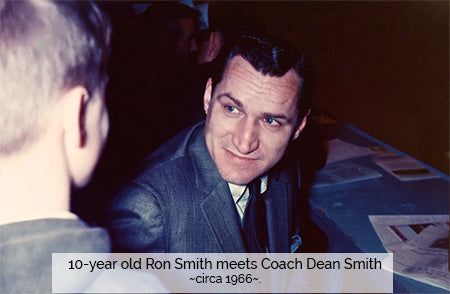 Dean Smith meets Ron Smith in December, 1966 at the North South Double Header in Charlotte, NC. Coach Smith was in his 5th season at UNC and just beginning his Hall of Fame run. 